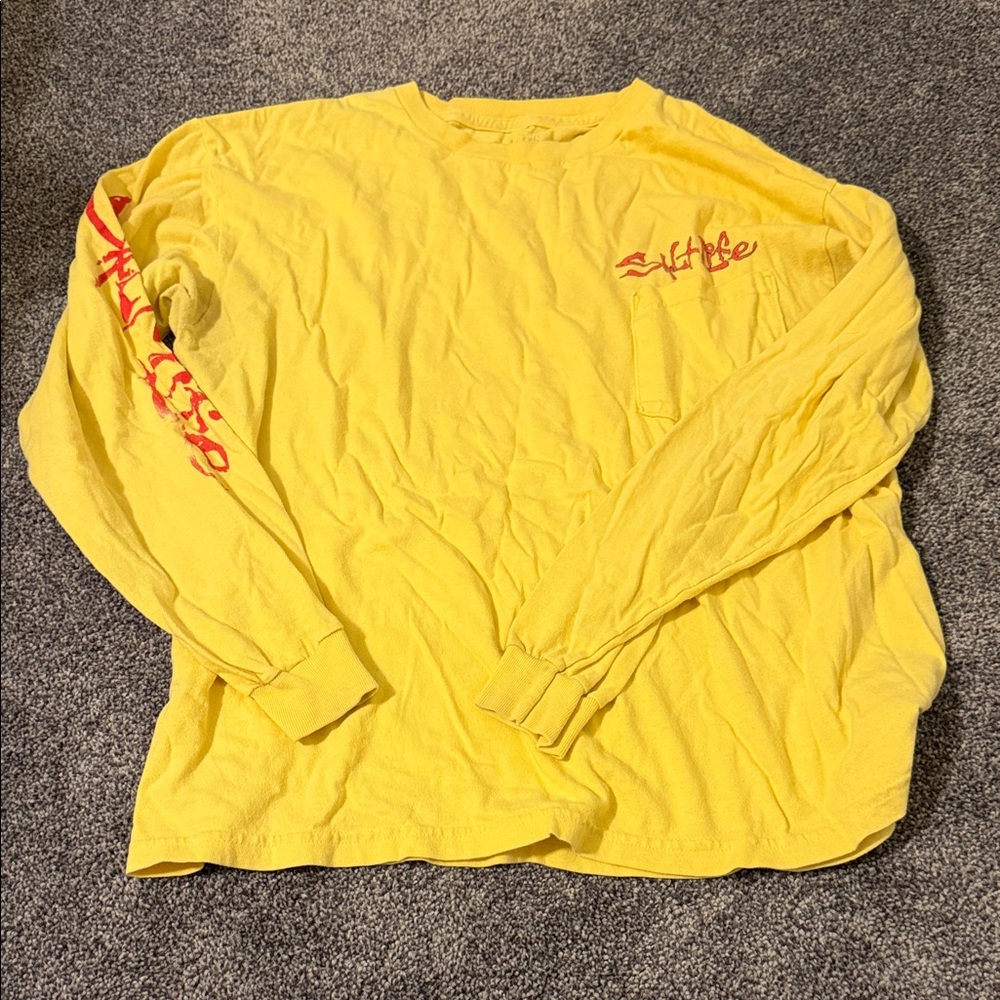 Salt Life Vibrant Yellow Long Sleeve Tee with Red Accents